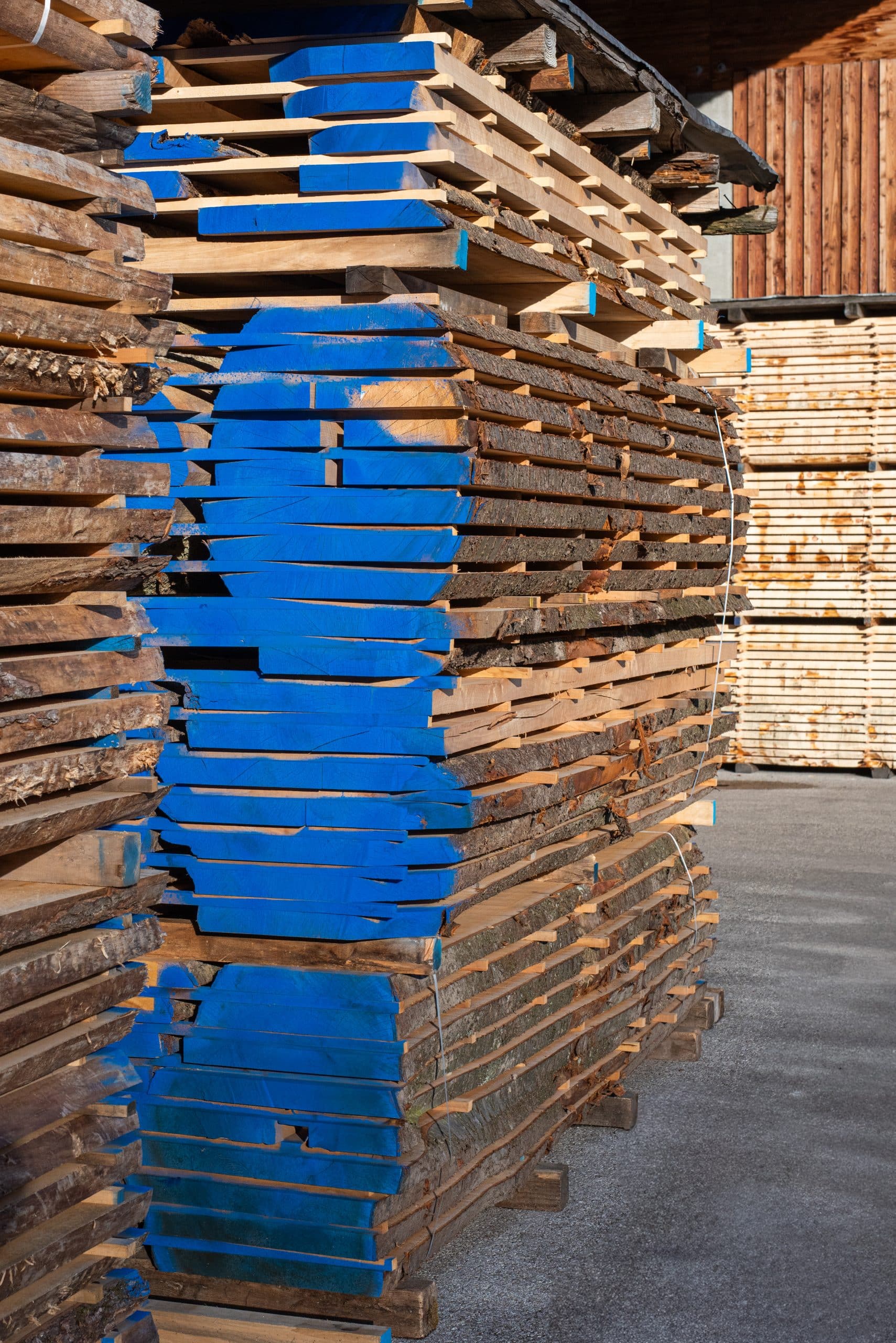 Sawn timber Austria stacked boards
